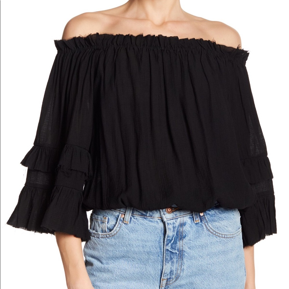 Know One Cares Tiered Off the Shoulder Top